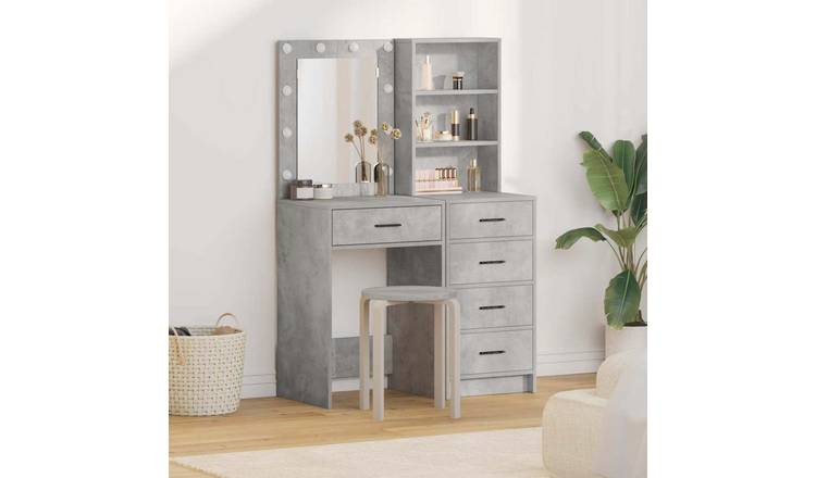 Walplus Pack of 2 Engineered Wood Dressing Table - Grey - 50 x 41 x 135 cm