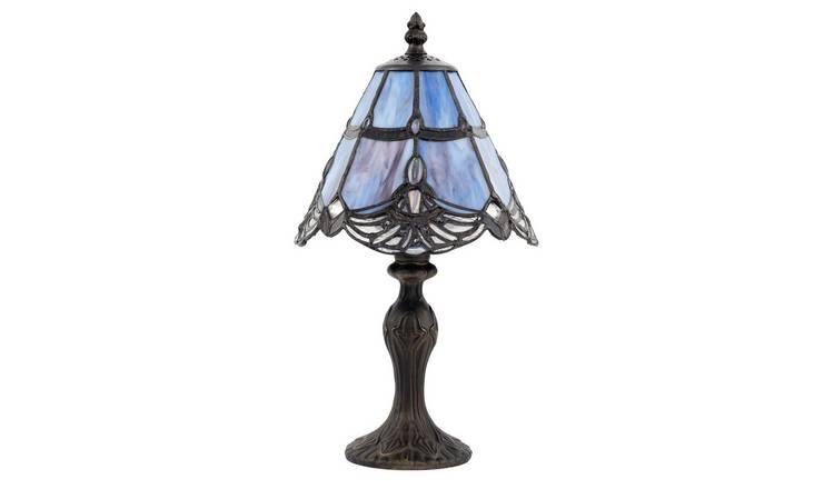 Happy Homewares Quirky and Petite Purple Stained Glass Table Lamp - 19cm