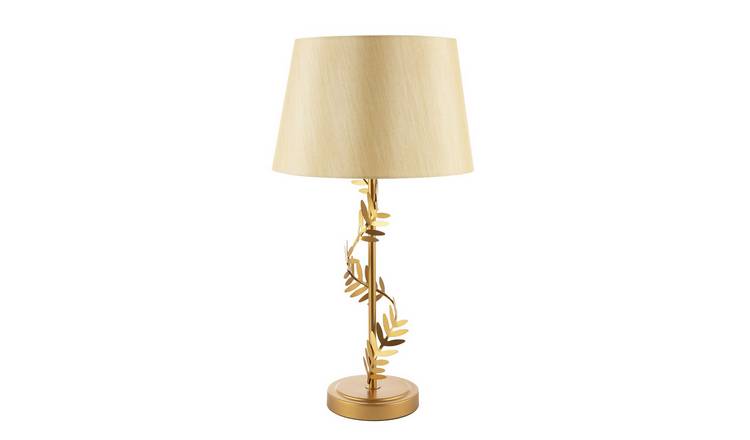 Happy Homewares Satin Gold with Twisting Floral Decor Table Lamp - 32cm