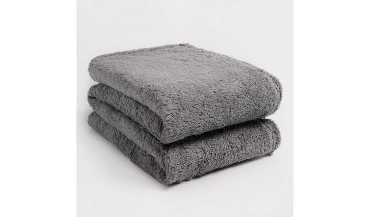 OHS Teddy Fleece Blanket Throw 125 x 150cm - Charcoal