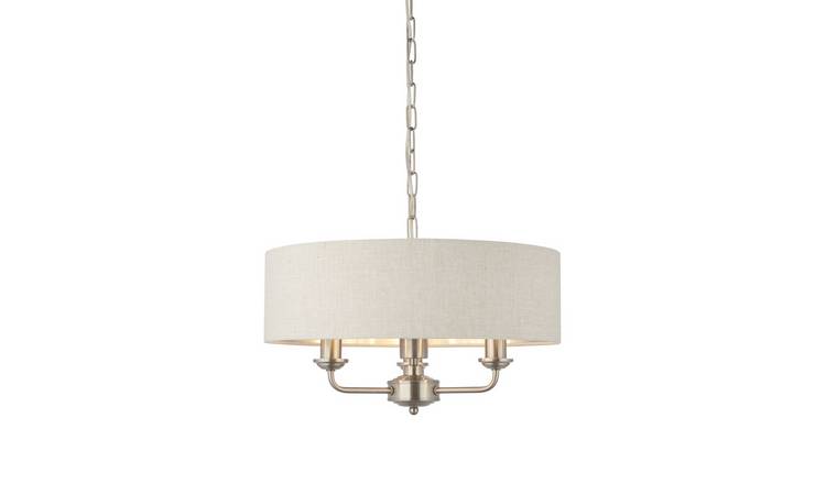 Loops Direct Brushed Chrome Pendant Light - Natural Linen