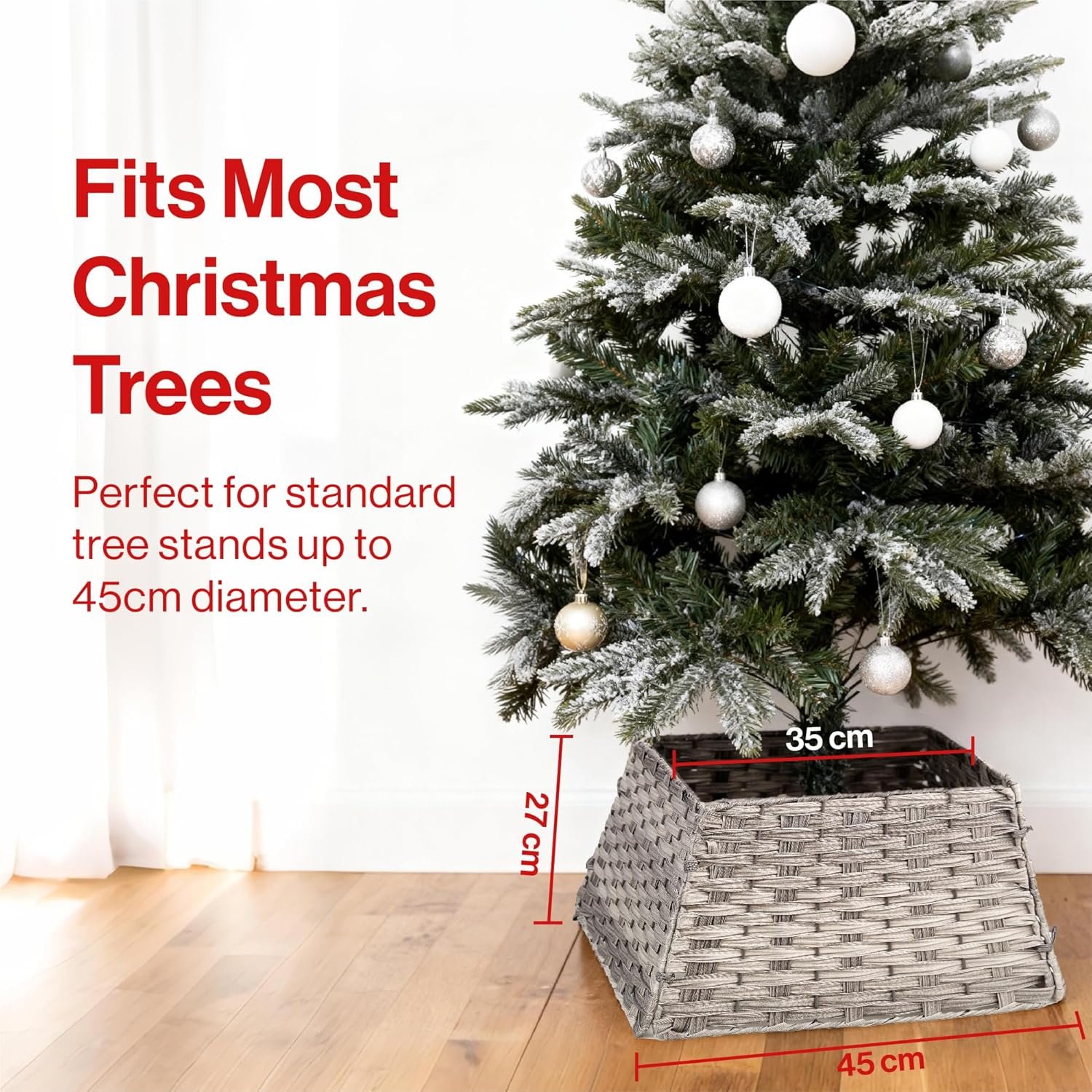 My Christmas Wicker Christmas Tree Skirt Base Rattan Basket - 45cm - Image 3