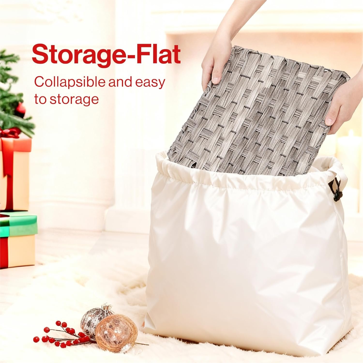My Christmas Wicker Christmas Tree Skirt Base Rattan Basket - 45cm - Image 5