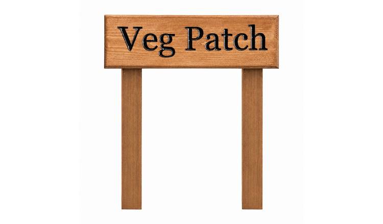 Peak Heritage Engraved Wooden Sign - L30cm with Posts - Veg Patch