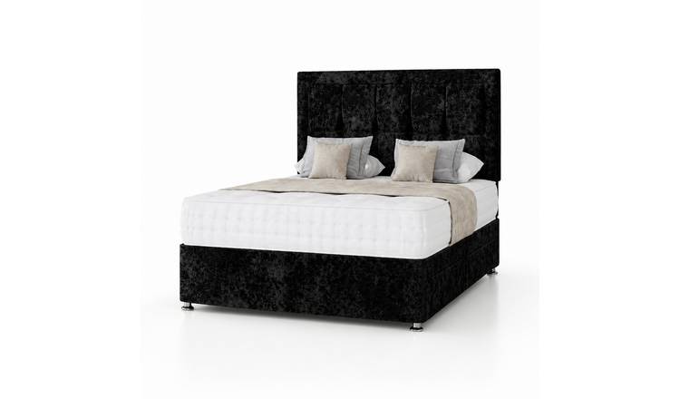 Comfy Deluxe 4ft Small Double 4‑Drawer Crushed Velvet Divan Bed Set - Black