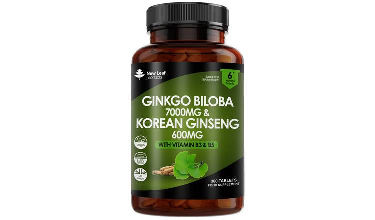 New Leaf Ginkgo Biloba 7000mg Korean Ginseng 600mg With Vitamins - 360 Tablets