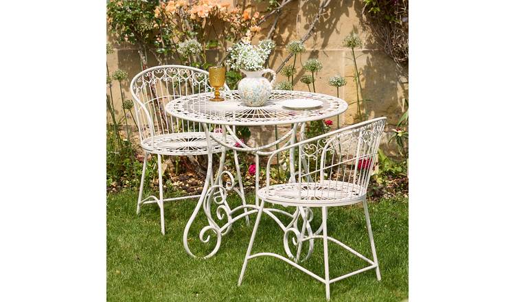 Dibor Cast Iron Bistro Garden Furniture Set - White