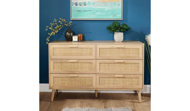 Home Source Astbury Rattan 3+3 Chest of Drawers - Natural