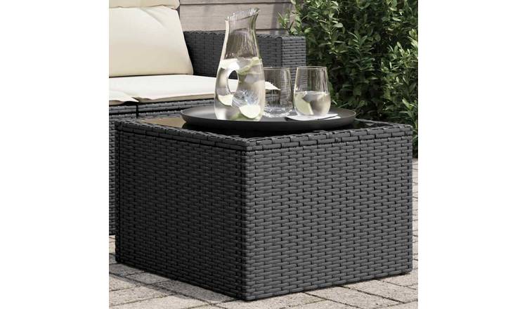 Walplus PE Rattan Garden Table with Top - Black - 55 x 55 x 37 cm