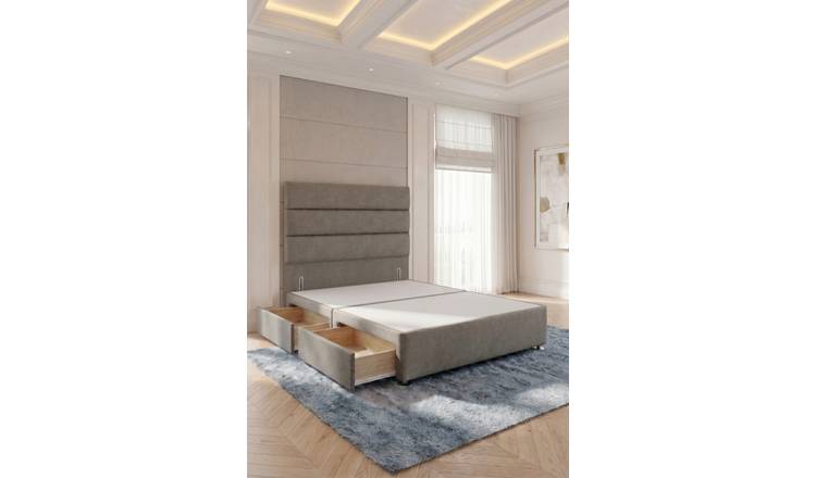 Somnior Regent Linen Single 2 Drawer Divan Bed 54" Headboard - Silver