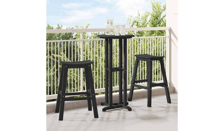 Walplus 3 Piece Garden Bar Set - Black - 55 x 55 x 107 cm