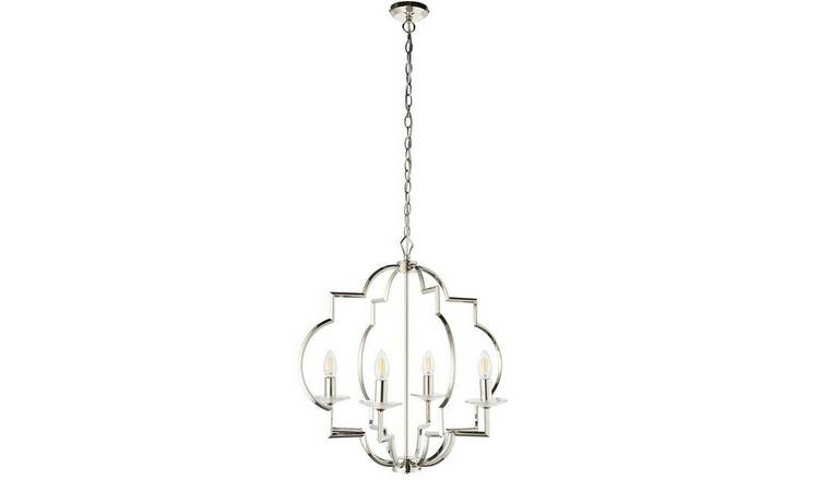 Loops Direct Steel and Crystal Ceiling Pendant Light - Polished Nickel