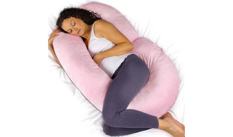 Aamira C Shape Memory Foam Pregnancy Pillow 140cm - Pink & Dark Grey