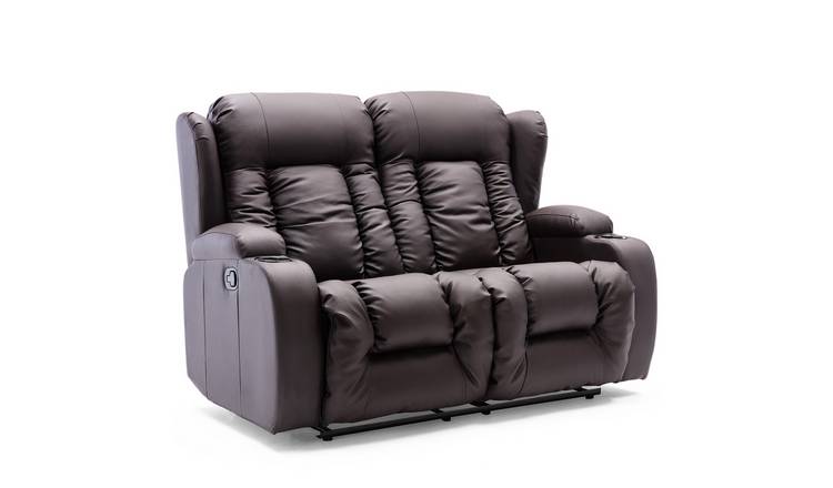 Furniture Online Caesar Manual Recliner 2 Seater Leather Sofa – Brown