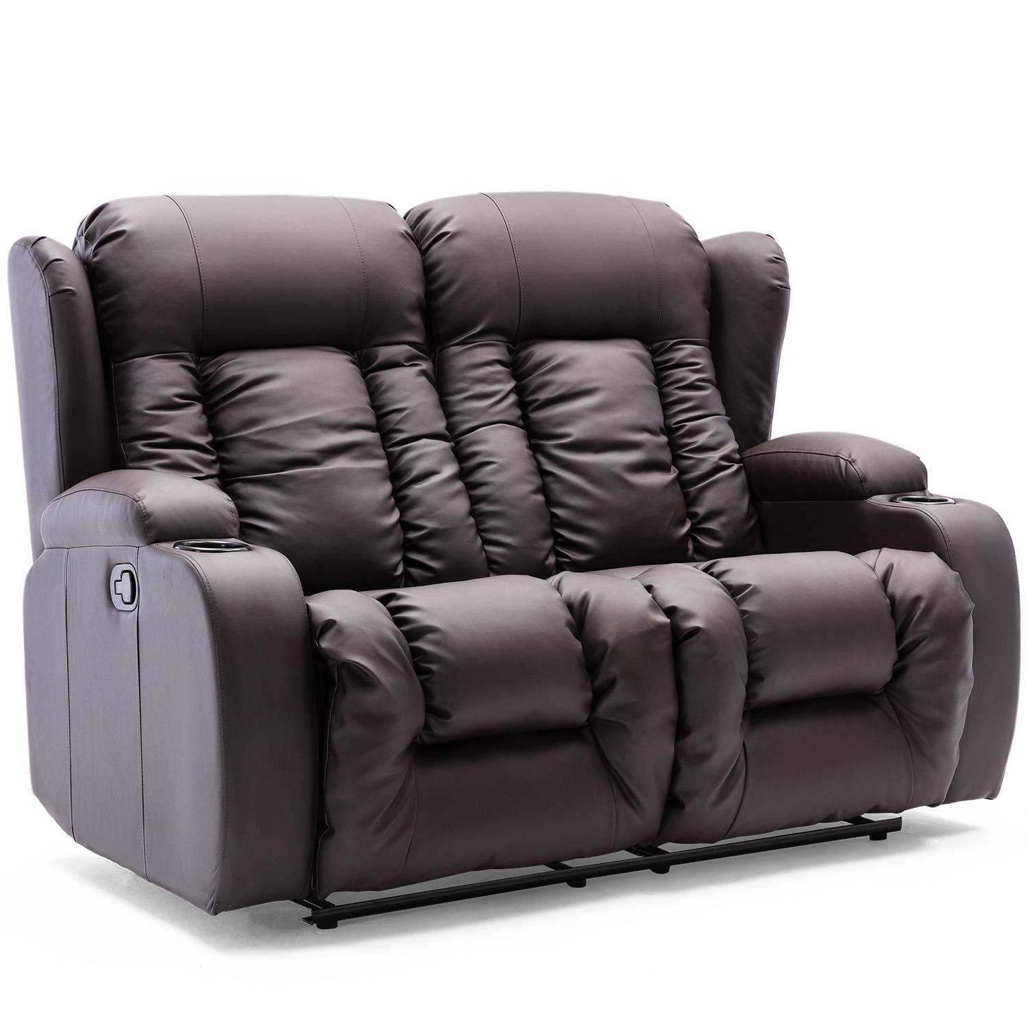 Furniture Online Caesar Manual Recliner 2 Seater Leather Sofa – Brown - Image 1