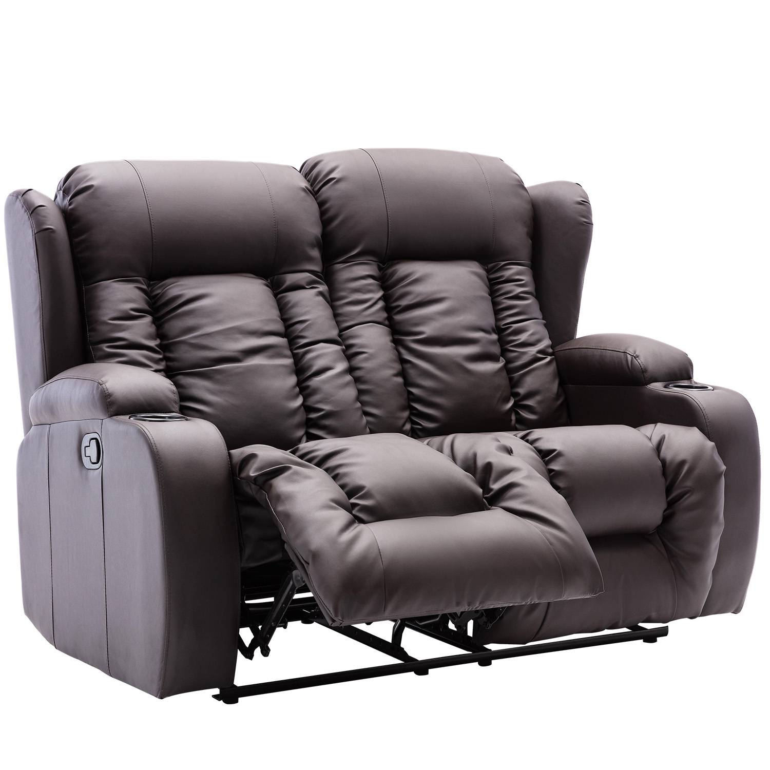 Furniture Online Caesar Manual Recliner 2 Seater Leather Sofa – Brown - Image 3
