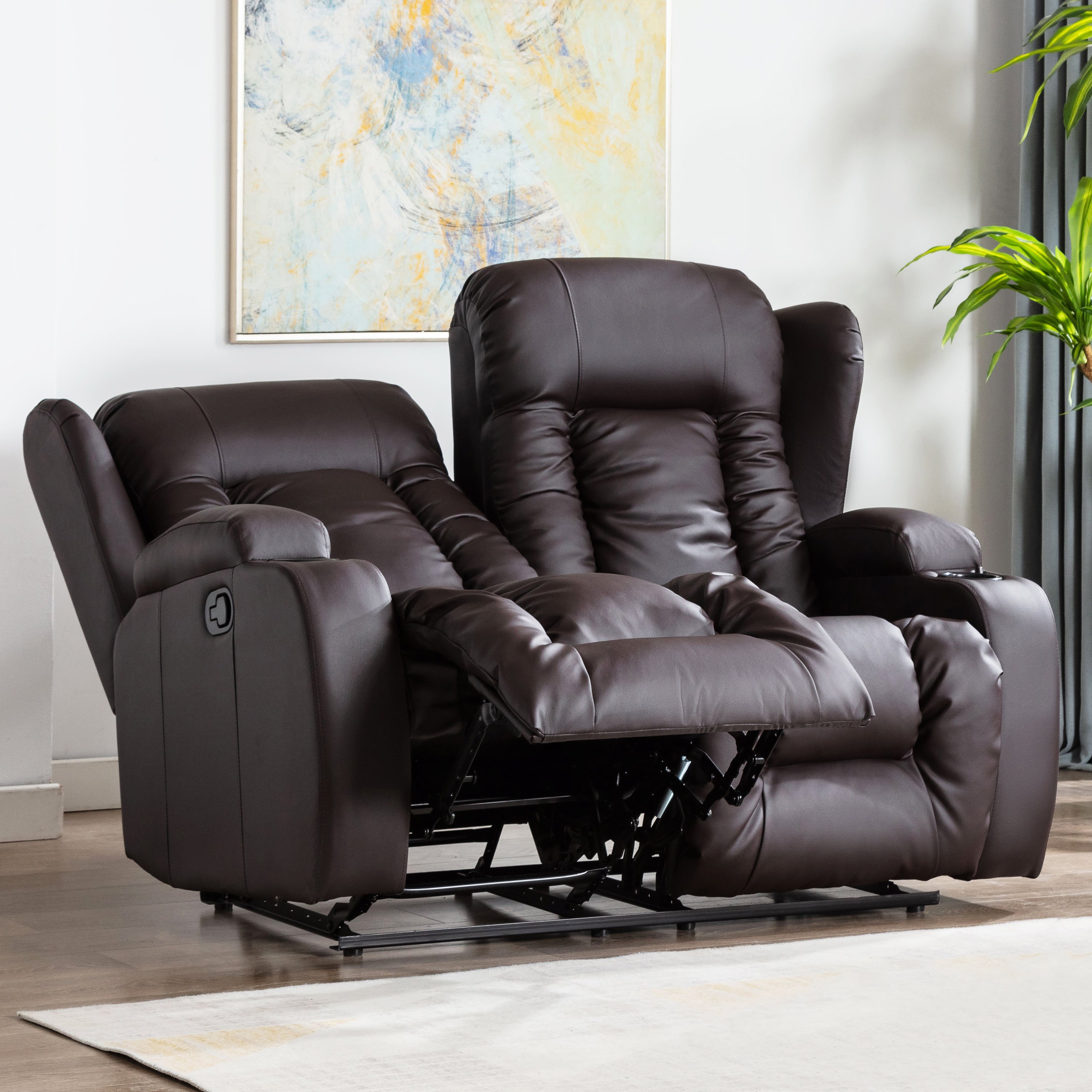 Furniture Online Caesar Manual Recliner 2 Seater Leather Sofa – Brown - Image 4