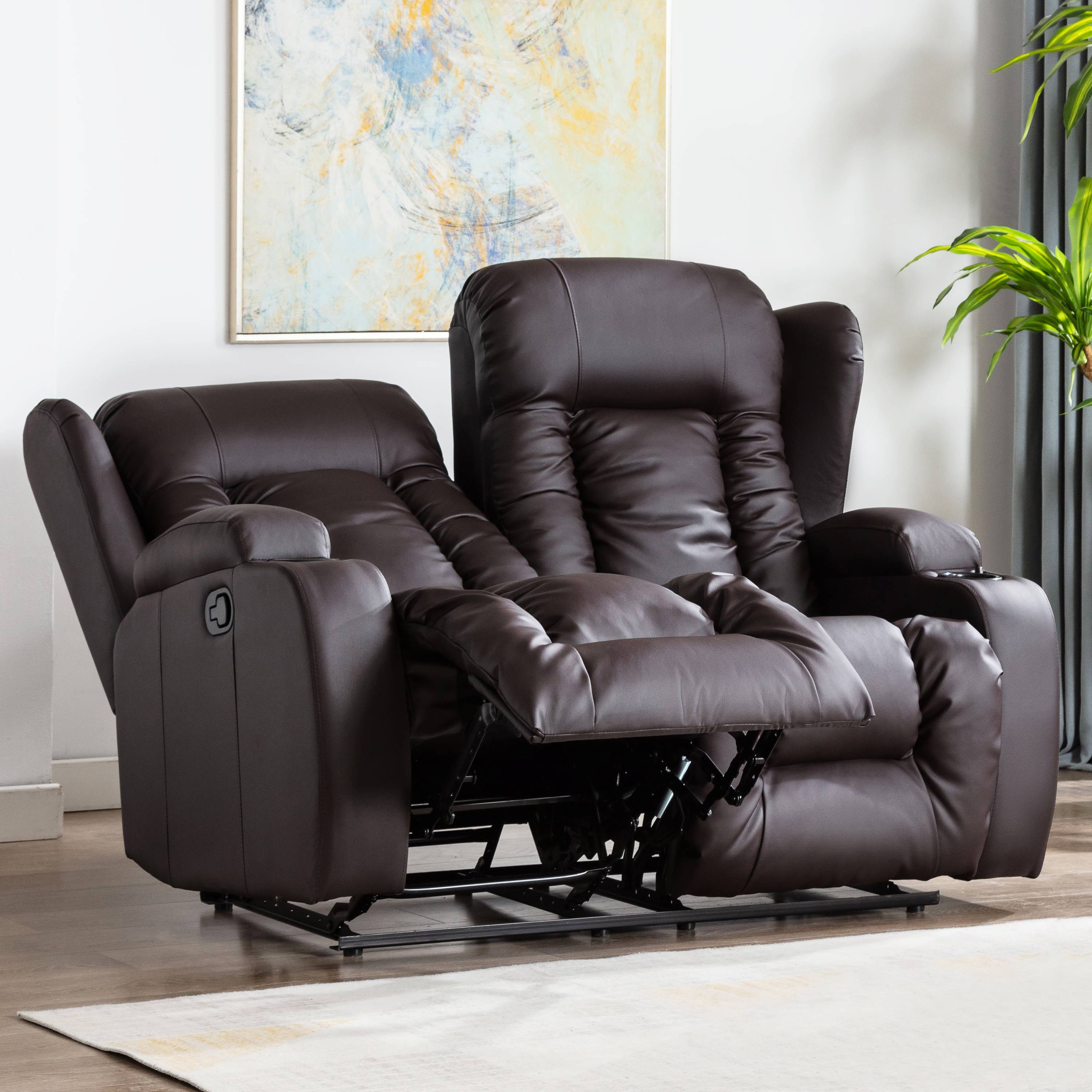 Furniture Online Caesar Manual Recliner 2 Seater Leather Sofa – Brown - Image 4