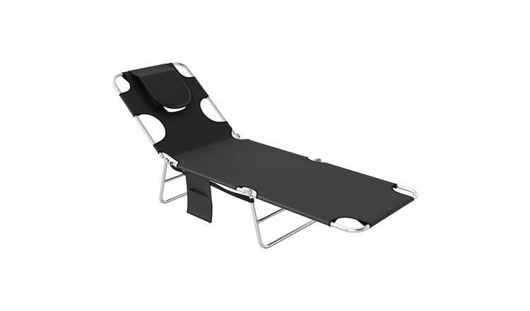 Outsunny Foldable Garden Sun Lounger with Reading Holee - Black