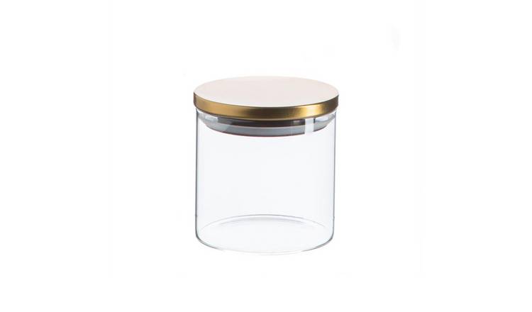 Argon Tableware Scandi Storage Jar with Metallic Lid- Gold