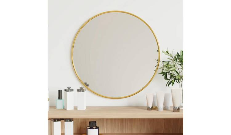 Walplus Round Glass Wall Mirror - Gold - 40 cm
