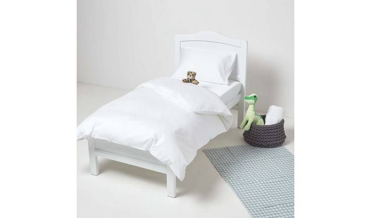 Homescapes Organic Cotton Sateen Cot Bed Duvet Cover Set - White