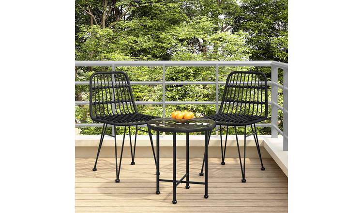 Walplus Pack of 2 Steel Garden Chairs - Black - 48 x 62 x 84 cm