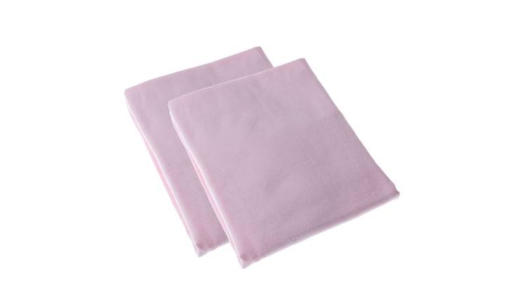 Homescapes Pack of 2 Brushed Egyptian Cotton Cot Flat Sheets - Pink