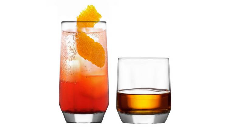 LAV 12 Piece Diamond Glassware Set -  - Clear