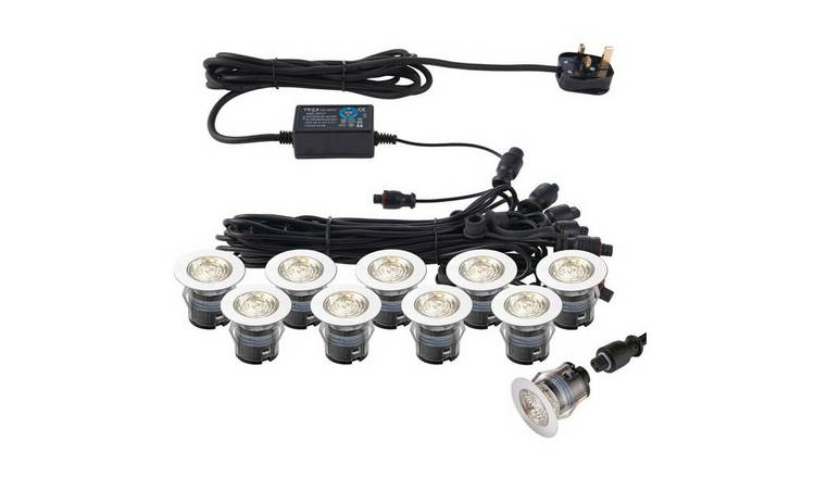 Loops Direct 3.5cm LED Decking Plinth Light Kit - Stainless Steel
