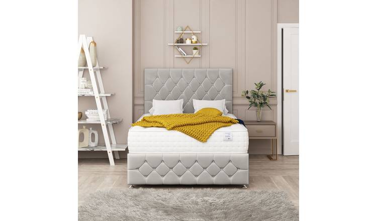 Bed Choices Regency Double 2 Drawer 54" Headboard Divan Bed Set - Silver