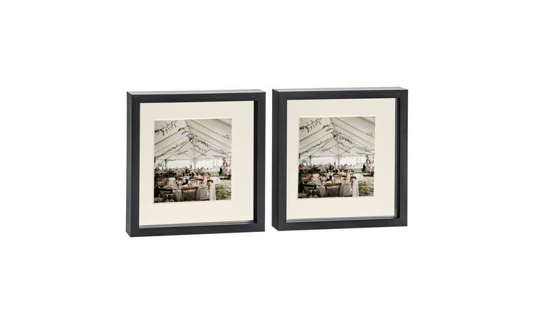Nicola Spring 3D Box Photo Frames - 10 x 10" with Mount - Set of 2 - Black