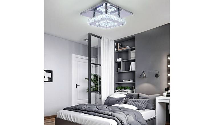 Living and Home Crystal LED Ceiling Light - Chrome