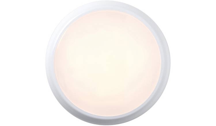 Loops Direct 31cm LED IP65 Emergency Bulkhead Light - Gloss White