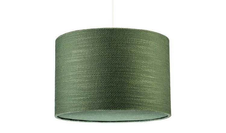 Happy Homewares Vineyard Green Textured Linen with Diffuser Pendant Shade - 30cm