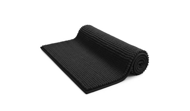 Keplin Chenille Non-Slip Bath Mat - 50 x 80cm - Black