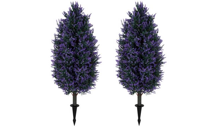 HOMCOM Set of 2 90 cm Artificial Lavender Flowers Topiary - Purple