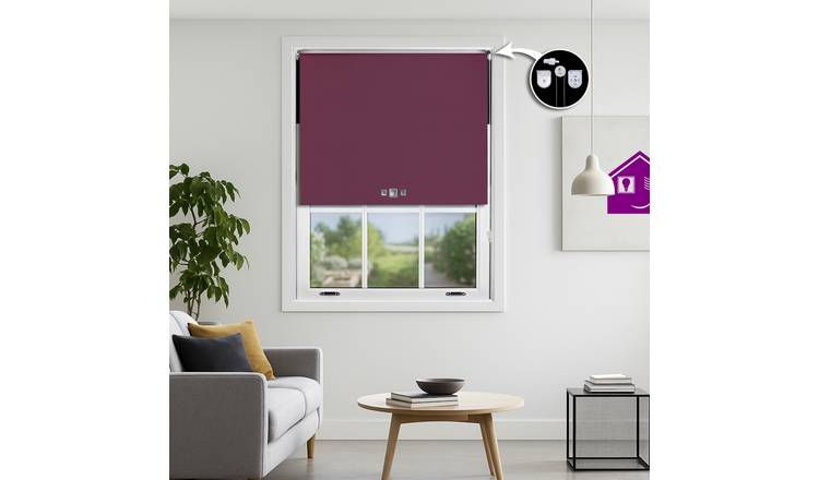 Furnished Aubergine Blackout Roller Blind Triple Square Eyelets - 60 x 165cm