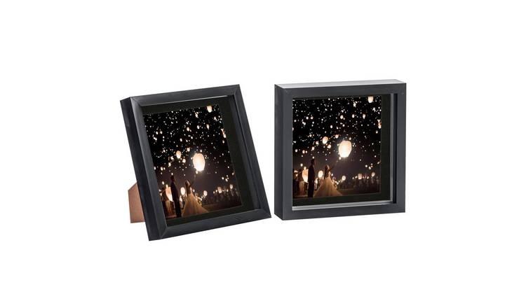 Nicola Spring 3D Box Photo Frames - 8 x 8" with Mount - Set of 2 - Black