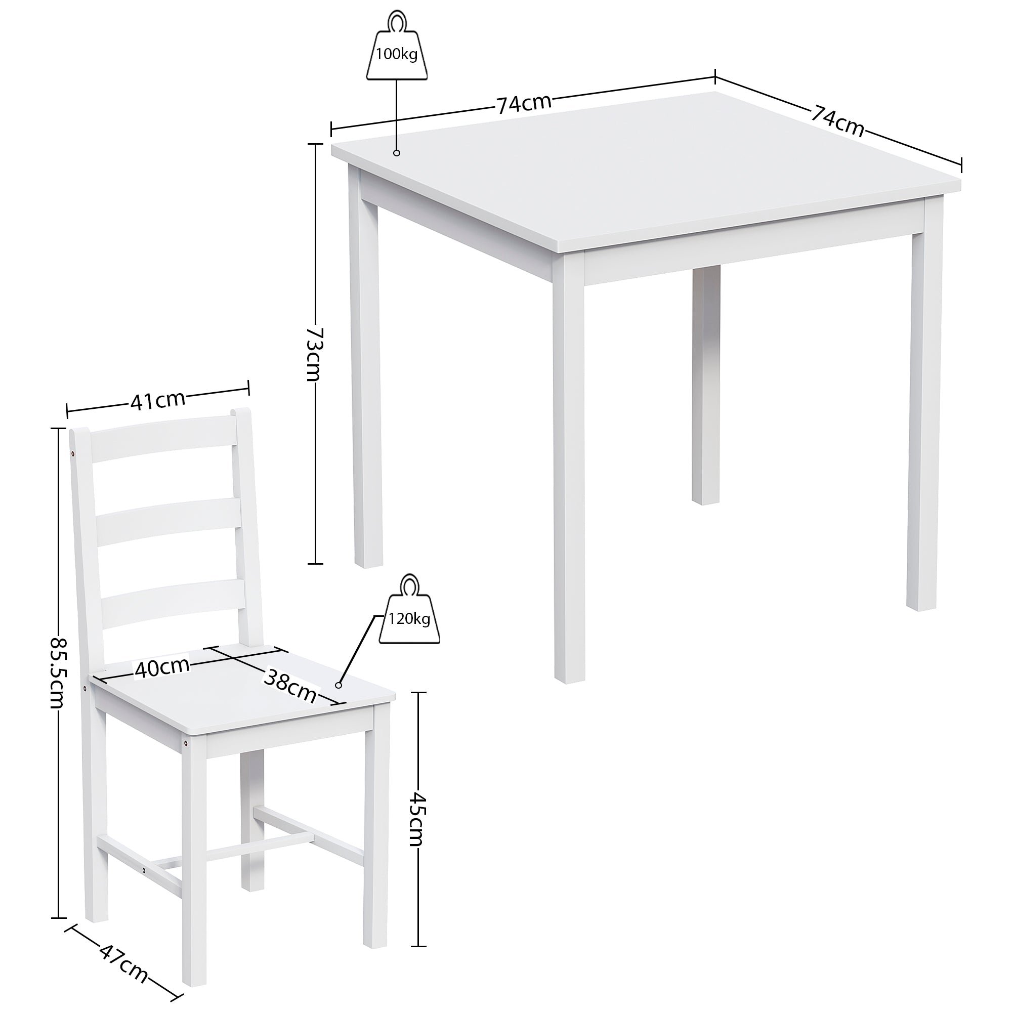 Vida Designs Yorkshire 2 Seater Dining Set - White - Image 8