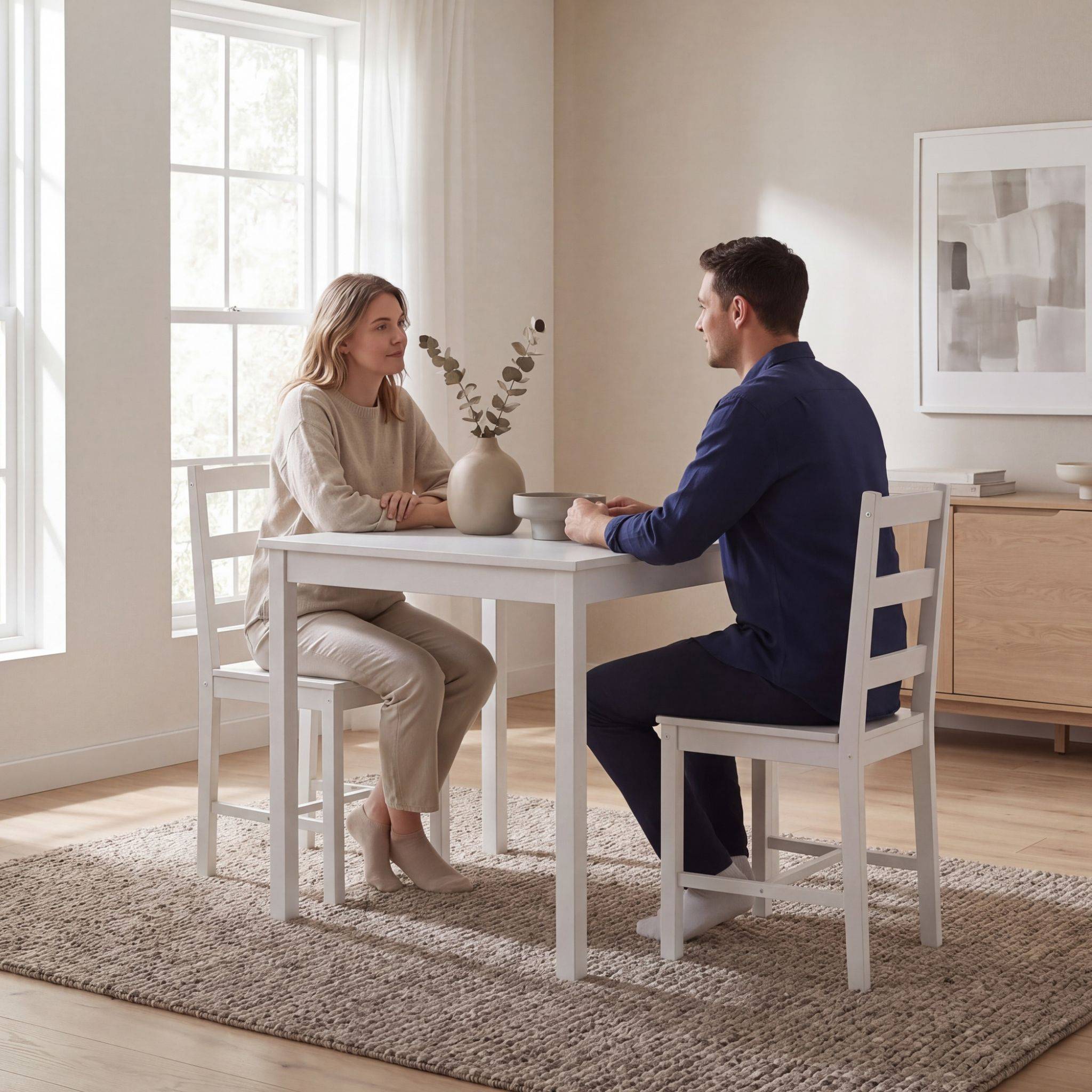 Vida Designs Yorkshire 2 Seater Dining Set - White - Image 2