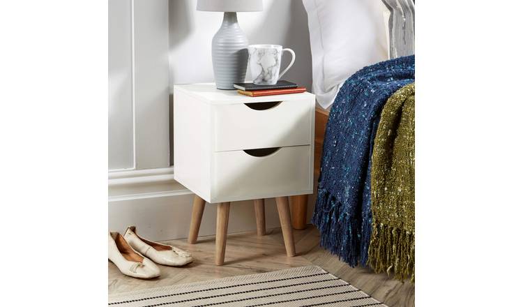 Home Source Boden 2 Drawer Bedside Table - White