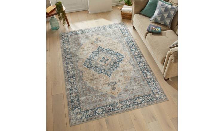 Mega Flooring Blue Traditional Bordered Rug - 200 x 300cm