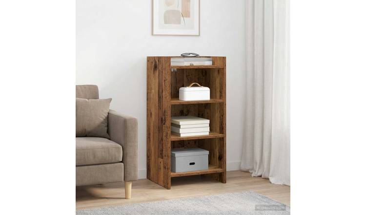 Walplus 3 Shelf Rectangular Sideboard - Old Wood - 40 x 36 x 80 cm