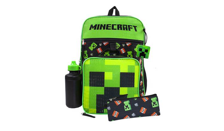 Minecraft Back pack set 5 Piece Kids Boys 5 Piece Backpack Set - Black