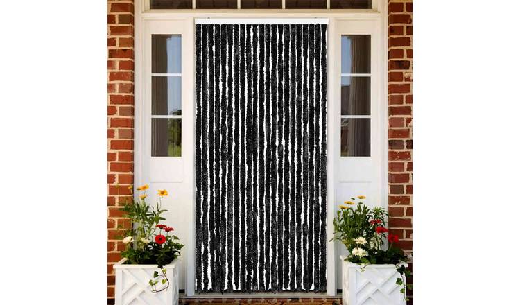 Walplus Chenille Insect Door Curtain - Anthracite - 90 x 220 cm