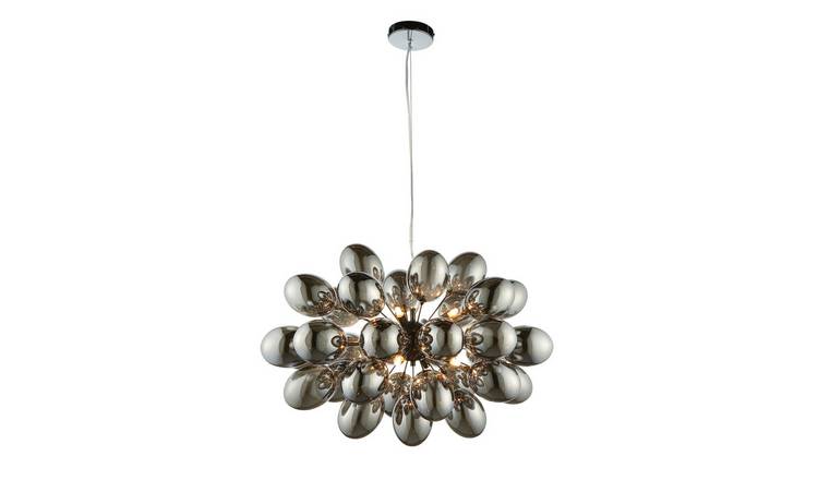 Loops Direct Steel and Glass Ceiling Pendant Light - Smoked Mirror