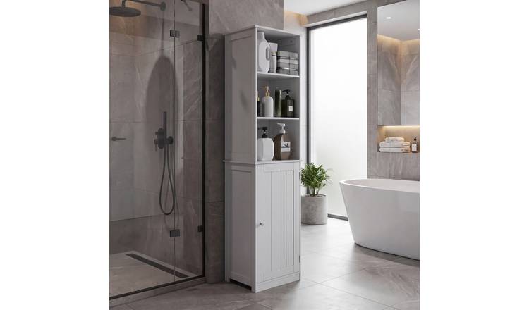 Bath Vida Hayle 1 Door 2 Shelf Tall Cabinet - White