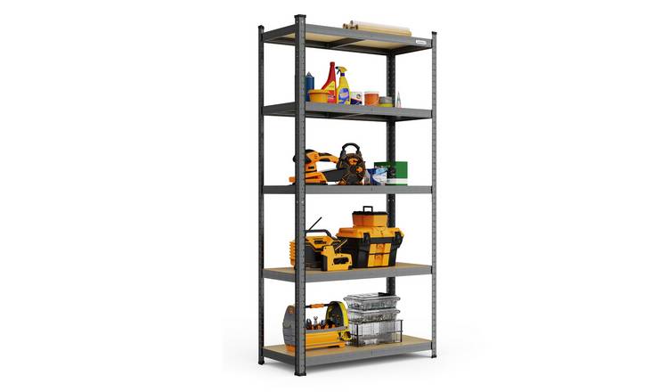 VonHaus 5 Tier Medium Heavy Duty Garage Shelving Unit - Grey