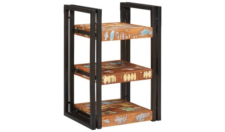 Walplus Pack of 2 Solid Wood Bedside Cabinet - Black and Brown - 38 x 33 x 58 cm